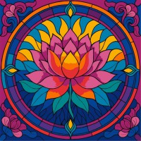 Картина за номерами "Вітраж. Лотос" ©art_selena_ua KHO5167, 30х30 см