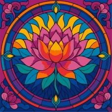 Картина за номерами "Вітраж. Лотос" ©art_selena_ua KHO5167, 30х30 см