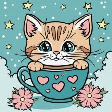 Картина за номерами "Чудовий котик" ©art_selena_ua KHO6280, 25х25 см