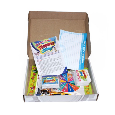 Настільна гра-вікторина "Тварини світу" 12120139 ігрове поле, рулетка. кубик