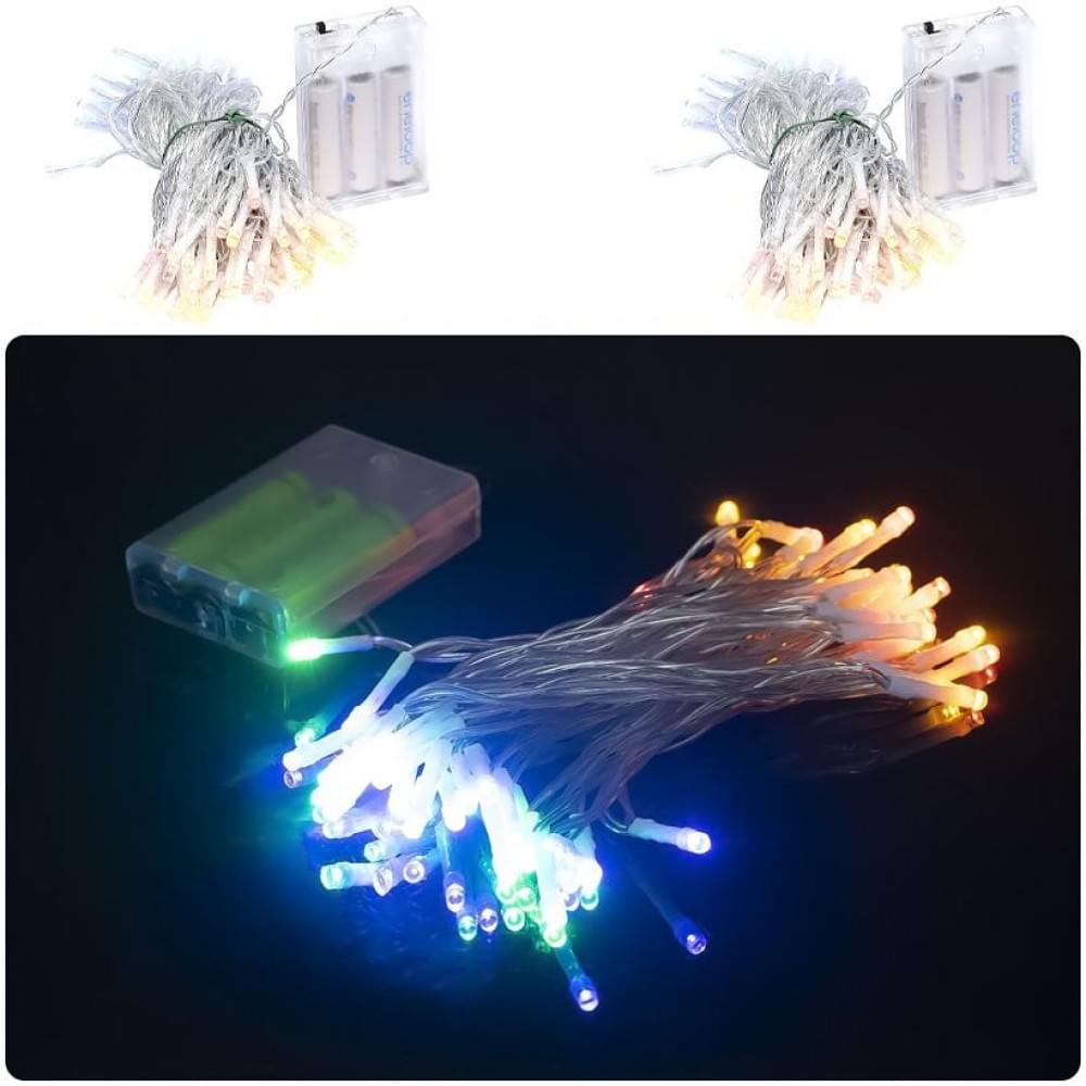 Гірлянда "Ниточка" RJ-07 на 3-х батарейках 50 лампочок 6 метрів, мультиколір