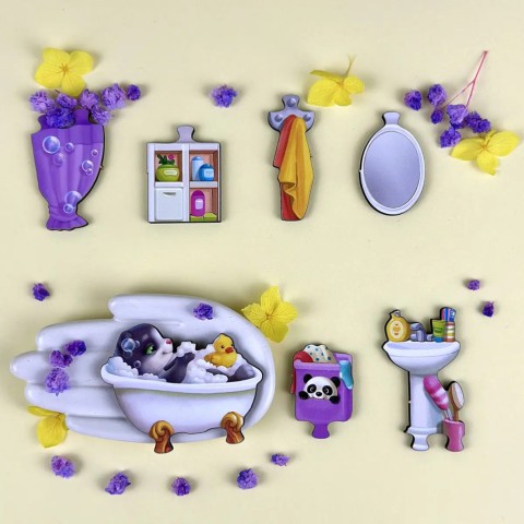 Дерев'яний пазл-вкладиш "Котячий літній будинок" (ПСД272) PSD272