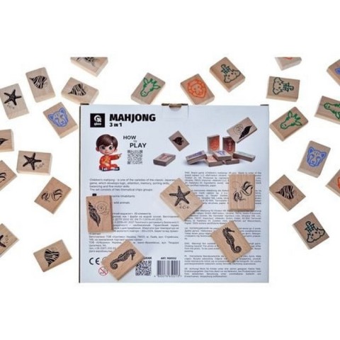 Дерев'яна дитяча гра "Дитячий маджонг" QB700-007, 49 деталей
