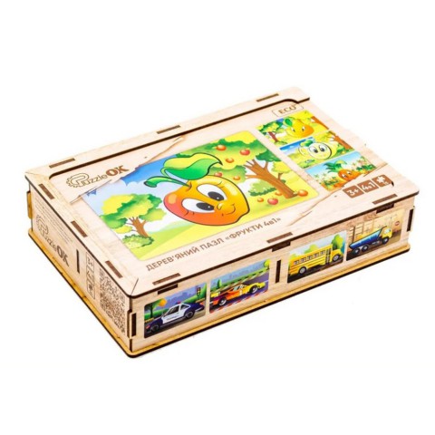 Дитячий дерев'яний Фрукти 4 в 1 Puz-84681, 80 елементів