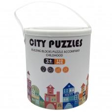 Дитячий дерев'яний конструктор "City Puzzles" C15058, 110 деталей