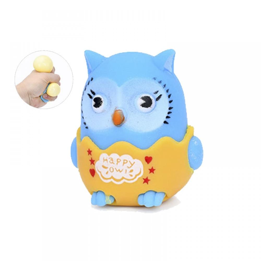 Іграшка сквіш антістресс "Совеня" MS 4141 розмір 7 см Блакитний