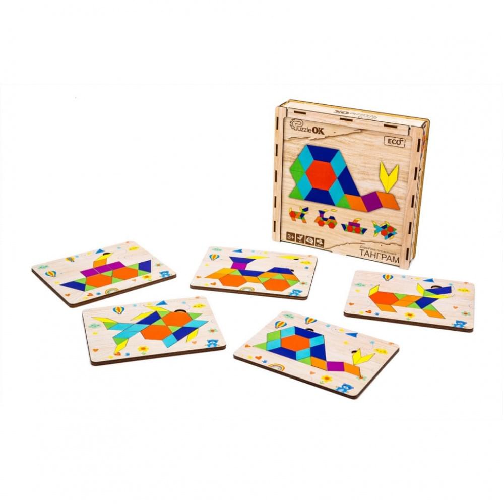 Дерев'яна головоломка "Танграм" Puz-33654, 144 елемента