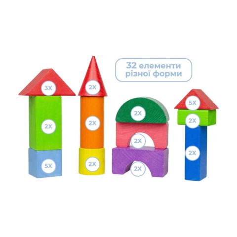 Дерев'яний конструктор "Будівельний набір" 900750, 32 деталі