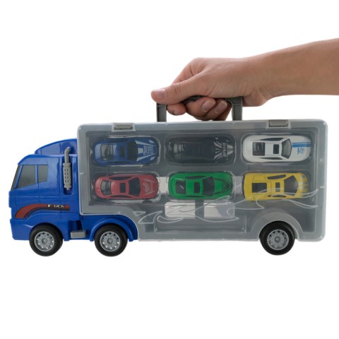 Дитячий трейлер з машинками PS006-1, 6 машинок