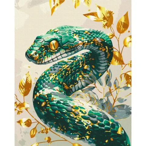 Картина за номерами "Смарагдова змія" BS54118 з фарбами металік 40х50 см