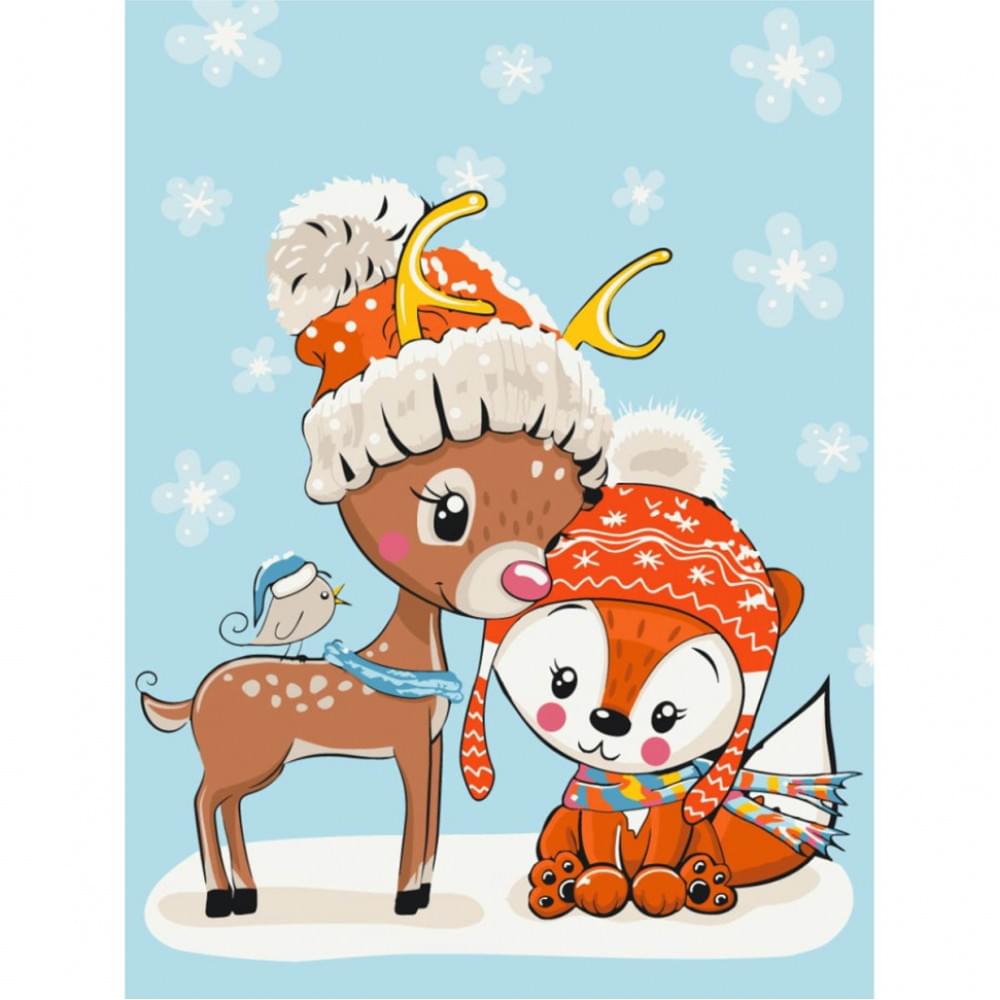 Картина за номерами "Оленя з лисичкою" Brushme KBS0077, 30х40 см