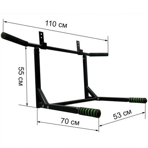 Турнік-бруси настінний "Iron" NE-TR-2B 2 в 1 з м'якими ручками чорний