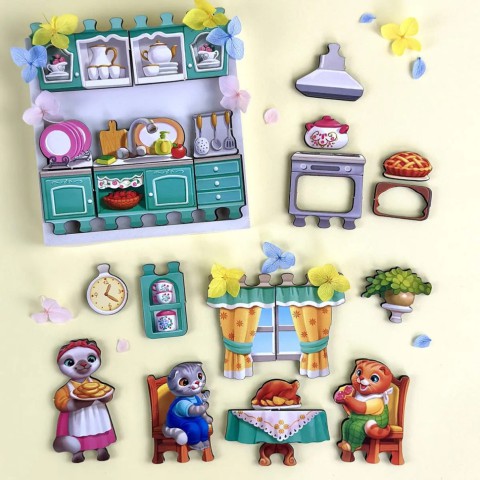 Дерев'яний пазл-вкладиш "Котячий літній будинок" (ПСД272) PSD272