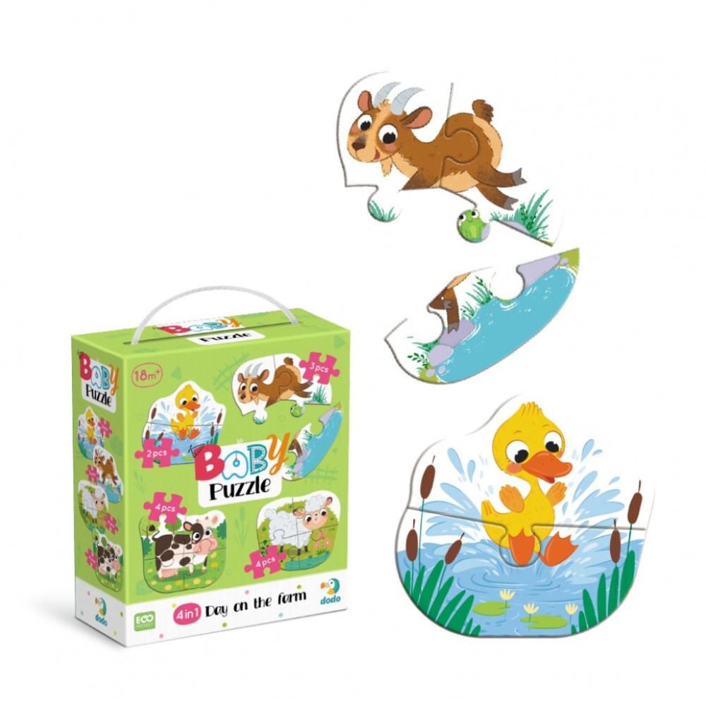 Дитячий пазл 4 в 1 "Baby puzzle. День на фермі" DoDo Toys 300687 набір 4 в 1