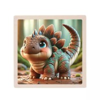 Дитячий дерев'яний пазл-вкладиш "Анкілозавр" MD 1509-7, 6 елементів 9,8 х 9,8 х 0,4 см