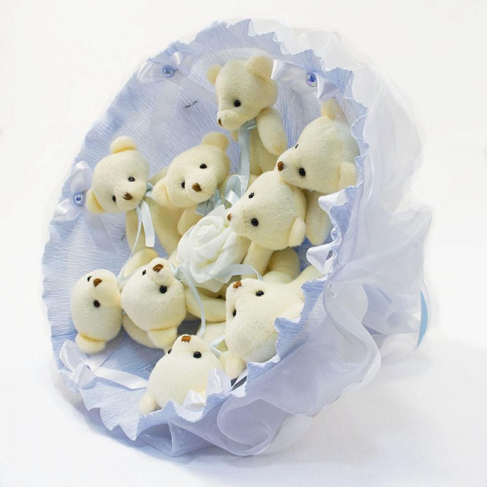 Букет з іграшок Ведмедики блакитний 5350IT з 9ю іграшками