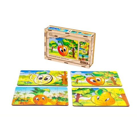 Дитячий дерев'яний Фрукти 4 в 1 Puz-84681, 80 елементів