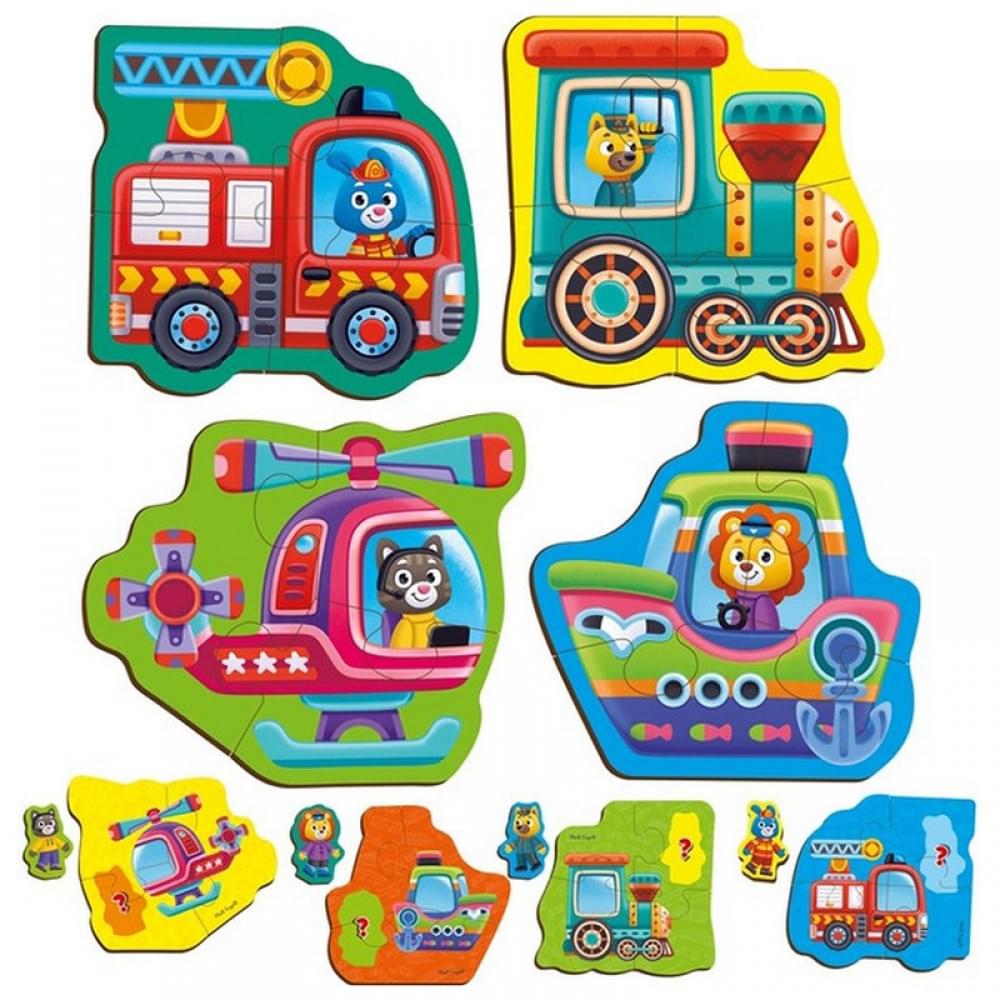 Дитячі розвивальні картонні пазли "Транспорт. Тварини" VT1722-28 з грою