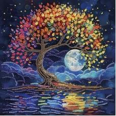 Алмазна мозаїка "Барвисте дерево" BH020 неповна викладка 25х25 см