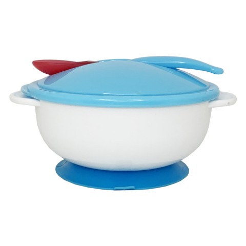 Тарілка на присосці з термоложкою та кришкою MGZ-0101(Blue) 250 мл