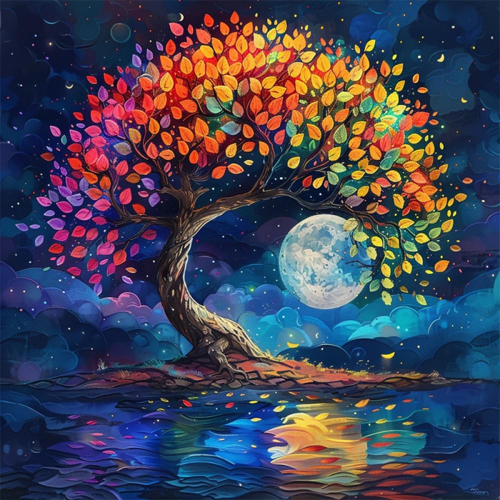 Алмазна мозаїка "Барвисте дерево" BH020 неповна викладка 25х25 см