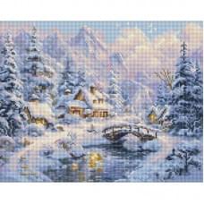 Алмазна мозаїка "Зимовий затишок серед гір" AMO20001, 40х50 см