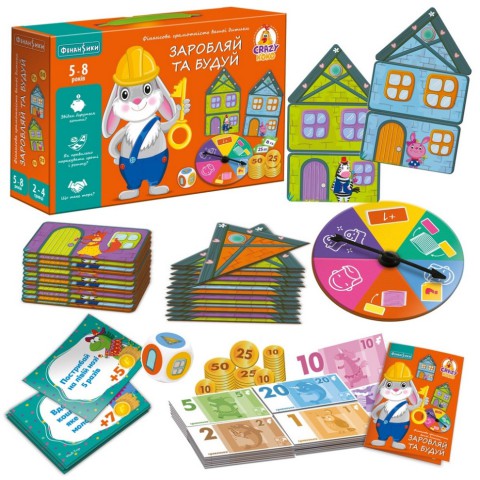 Дитяча настільна гра "Заробляй та будуй" VT2312-04, 48 деталей будинків