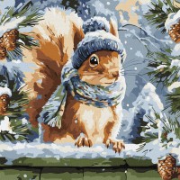 Картина за номерами "Зимове білченя" ©art_selena_ua KHO6841, 40х40 см