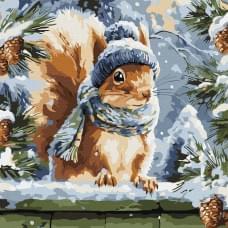 Картина за номерами "Зимове білченя" ©art_selena_ua KHO6841, 40х40 см