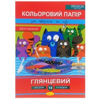 Набір двостороннього кольорового паперу "Глянцевий" АП-1205-2, 14 аркушів