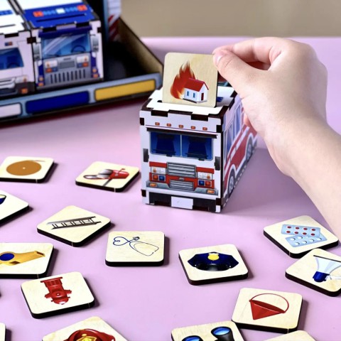 Дерев'яна настільна гра "Службовий транспорт" Ubumblebees (ПСФ027) PSF027 сортер-комодик