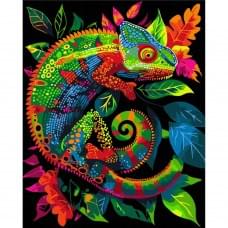 Картина за номерами "Неоновий хамелеон" BSB0023 із флуоресцентними фарбами 40х50 см