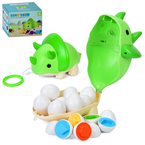 Дитяча каталка на палиці "Динозаврик" XQS2087A, яйця-пазли 12 штук