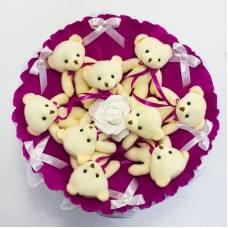 Букет з іграшок Ведмедики фуксія 5351IT з 9ю іграшками