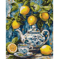 Картина за номерами "Лимони і кераміка" ©art_selena_ua KHO5753, 40х50 см
