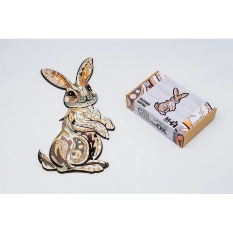 Фігурний дерев'яний пазл A4 Веселий Зайчик PuzA4-00759, 67 деталей