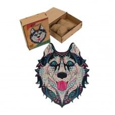 Фігурний дерев'яний пазл A3 "Сніжний хаскі" PuzA3-03112, 123 деталі