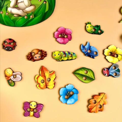 Дерев'яна шнурівка "Мухоморчик" Ubumblebees (ПСД132) PSD132