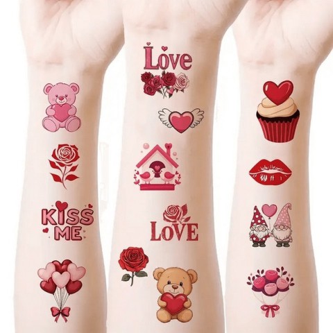 Набір тимчасових тату "Любов № 2" Love-tattoo-mini-set-2-10, 12 х 7 см 10 шт