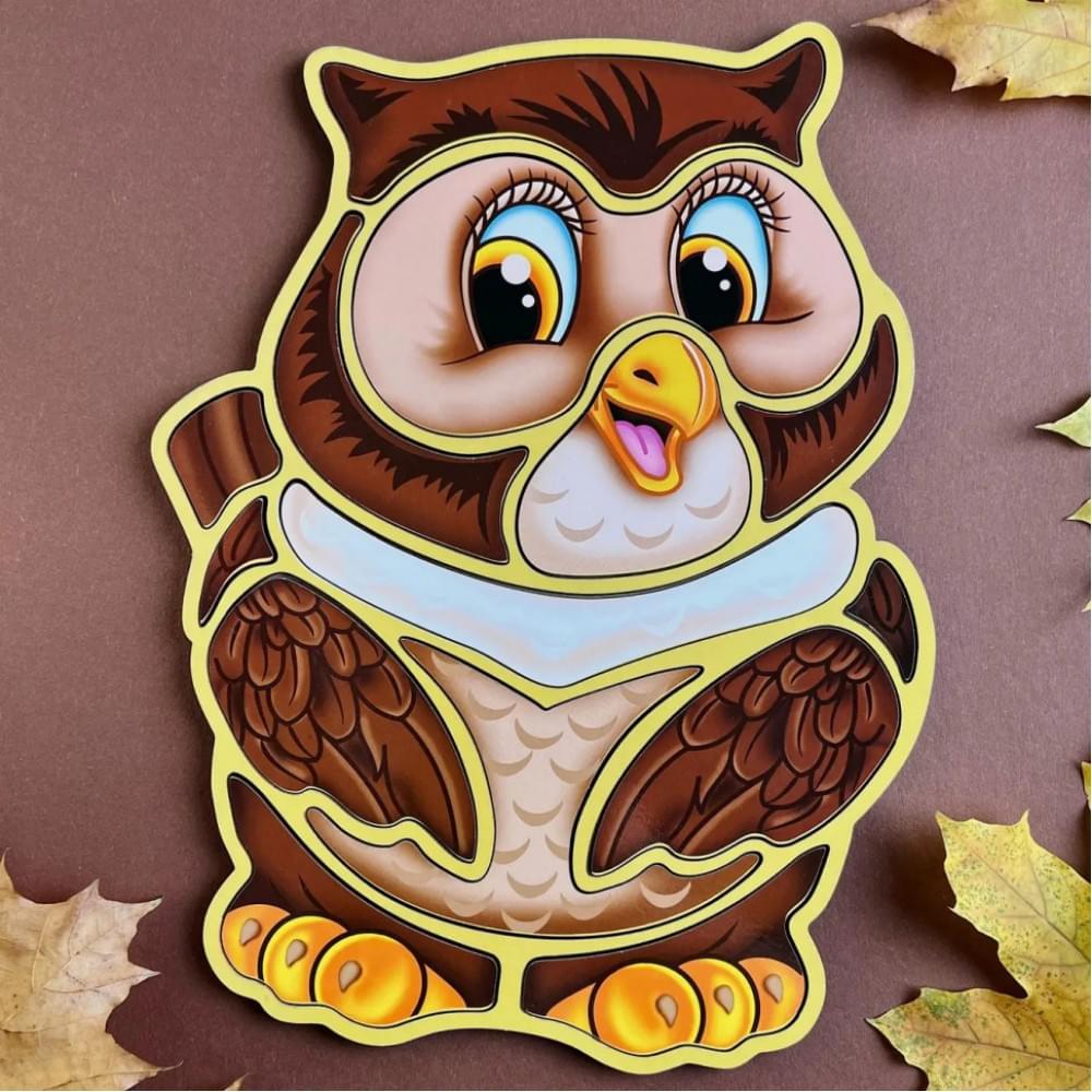 Дерев'яний пазл-вкладиш "Сова" Ubumblebees (ПСД087) PSD087 пазл-контур