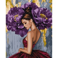 Картина за номерами "Балерина з пурпурними півоніями" ©art_selena_ua KHO8658, 40x50 см