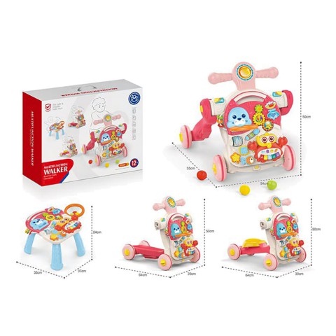 Дитячі ходунки-каталка "Перші кроки 4 в 1" HUANGER HE0827(Pink) музичні