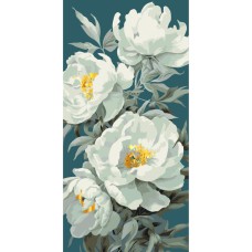 Картина за номерами "Білі півонії" 13093-AC 40х80 см, з металізованими фарбами