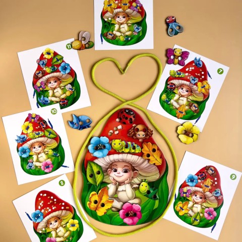 Дерев'яна шнурівка "Мухоморчик" Ubumblebees (ПСД132) PSD132