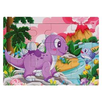 Дитячий дерев'яний пазл-вкладиш "Динозавр з рыбкою" MD 1354-3, 12 елементів