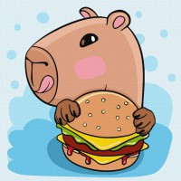 Картина за номерами "Капібара та бургер" KHO1276, 30х30 см