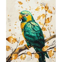 Картина за номерами "Смарагдовий папуга" BS54123 з фарбами металік 40х50 см