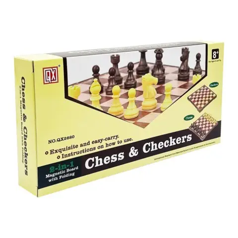 Набір настільних ігор "Шахи та шашки" 2 в 1 QX2680, 25х15х4 см, 48 фігур
