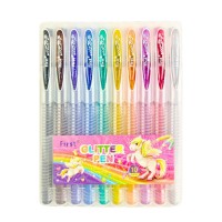 Набір гелевих ручок з глітером 9838-10, 10 штук, 10 кольорів, PVC BOX із петлею