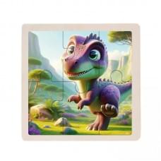 Дитячий дерев'яний пазл-вкладиш "Тиранозавр" MD 1509-26, 6 елементів 9,8 х 9,8 х 0,4 см